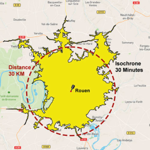 Zone isochrone google ads
