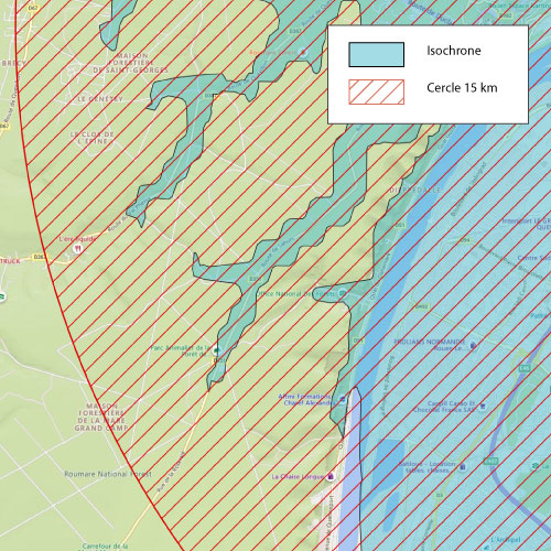 carte zone isochrone ciblage Google Ads géomarketing